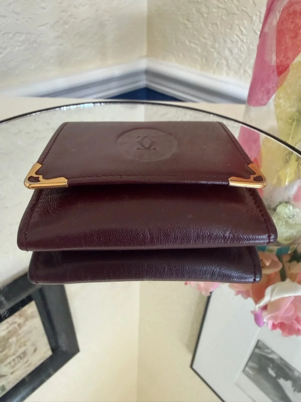 Cartier coin case square purse / wallet Must de Bordeaux 73184184